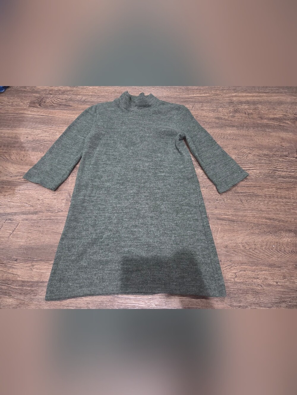 Zara Mock Neck Green Knit Tunic Sweater Size Medium